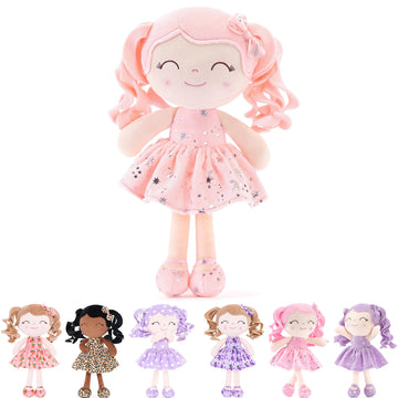 Gloveleya Soft Dolls Plush Baby Dolls My First Baby Doll Baby Dolls First Baby Doll Plush Baby Doll Coral Pink Dress Baby Doll Gift 12Inches
