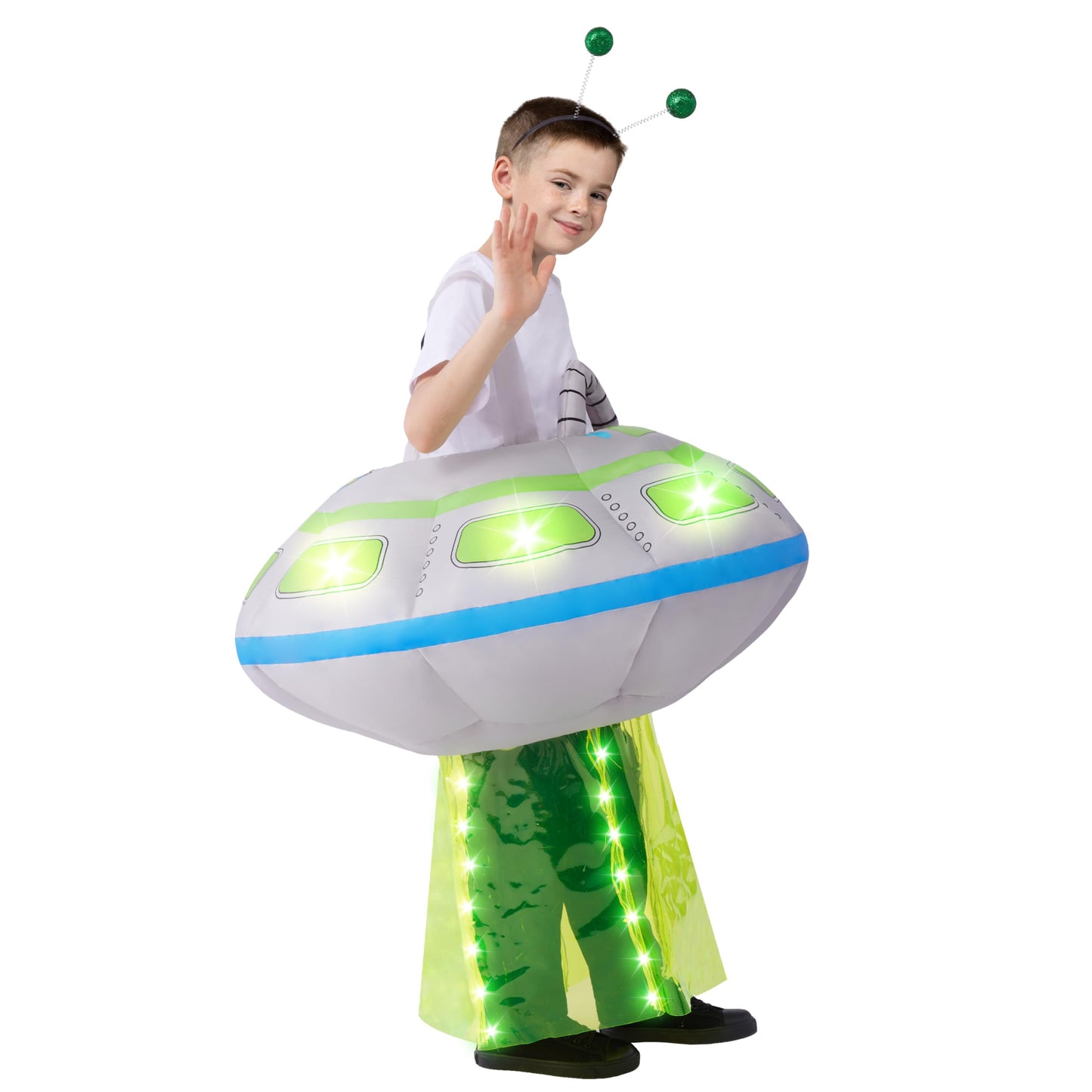 Spooktacular Creations Kids Inflatable Costumes  Light-Up Spaceship Halloween Inflatable Costume with Long Tentacles Headband  Blow-up Costumes for Halloween Cosplay Party  Themed Party
