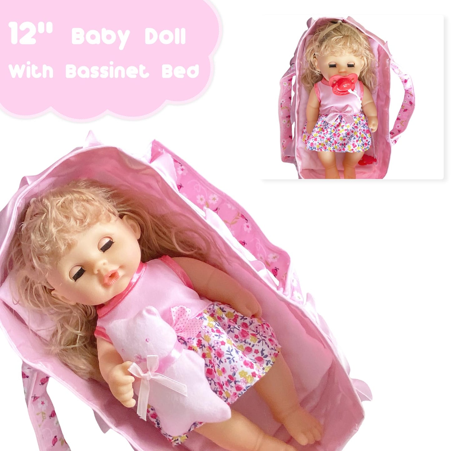 Huang Cheng Toys 10 Pcs 12 Inch Baby Doll With Clothes Lovely Newborn Doll Hairband Potty Burp Cloth Bag Bottle Bowl Spoon For Kid Girls
