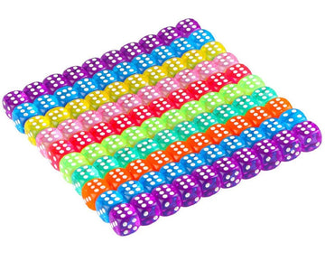 100 Pcs 6-Sided Games Dice Set, Translucent Colors Dices 14 mm Round Corner Dice for Playing Games, Acrylic Bulk Dice for Board