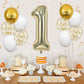 40 Inch Light Gold Number 1 Balloon, 1St Birthday Balloons, Confetti Balloons Gold Birthday Print White Latex Balloons Giant 1 F
