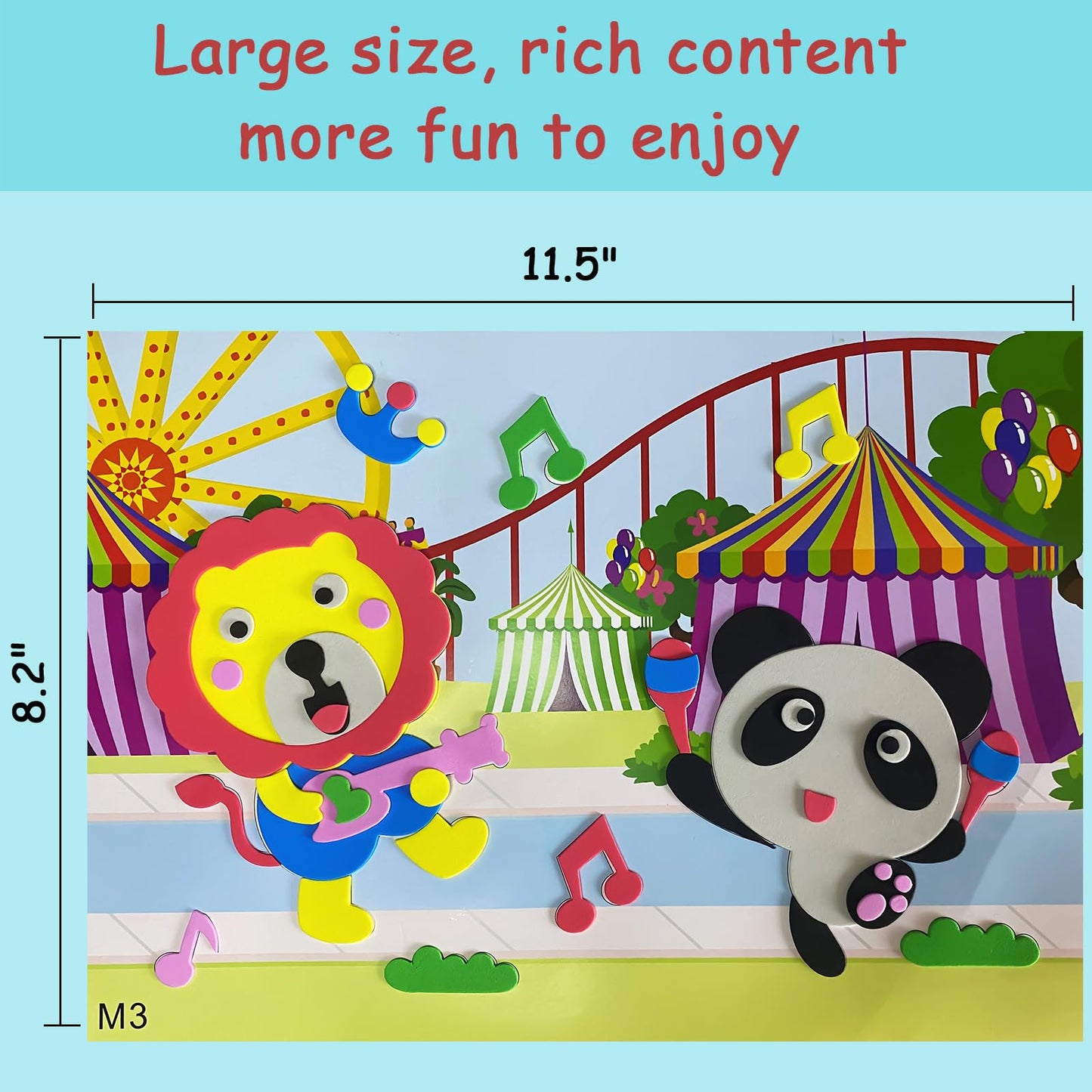 Cgq #L Style 11.5'' X 8.2'' Large16Pcs 3D Eva Foam Sticker Puzzle Game Diy Cartoon Animal Learning Education Toys For Children.
