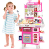 Cute Stone Kids Kitchen Playset, Play Kitchen Set With Sound & Light, Cooking Stove With Steam, Toy Sink,Play Food Toy And Kitch