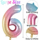Rainbow Gradient Number 6 Balloon, 40 Inch Big Large Foil Number Balloons, Jumbo Mylar Number 6 Balloons For 6 Year Old Birthday