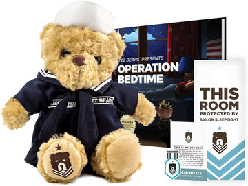 Zzz Bears Sailor Sleeptight Navy Teddy Bear With Storybook & Sleep System, Comforting Gift For Navy Kids, Helps With Bedtime Rou