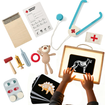Kids Vet Doctor Kit & STEM Toy | Learn Animal Anatomy with Stethoscope, Organ/Muscle Models, X-Ray Cards | Interactive Pretend P