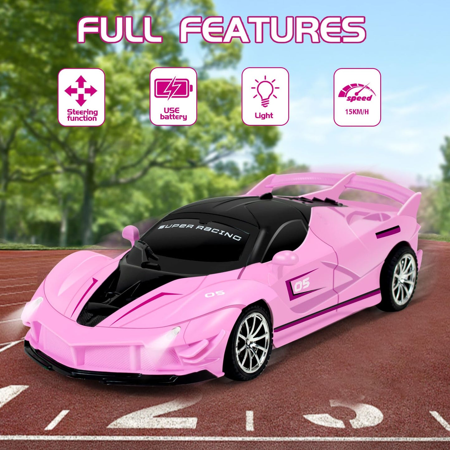 Bloolilies Remote Control Racing Car for Girls Boys 3 4-7 Christmas Birthday Gifts,Hobby RC Cars Toys for Age 3 4 5 6 7 8-12 Yea