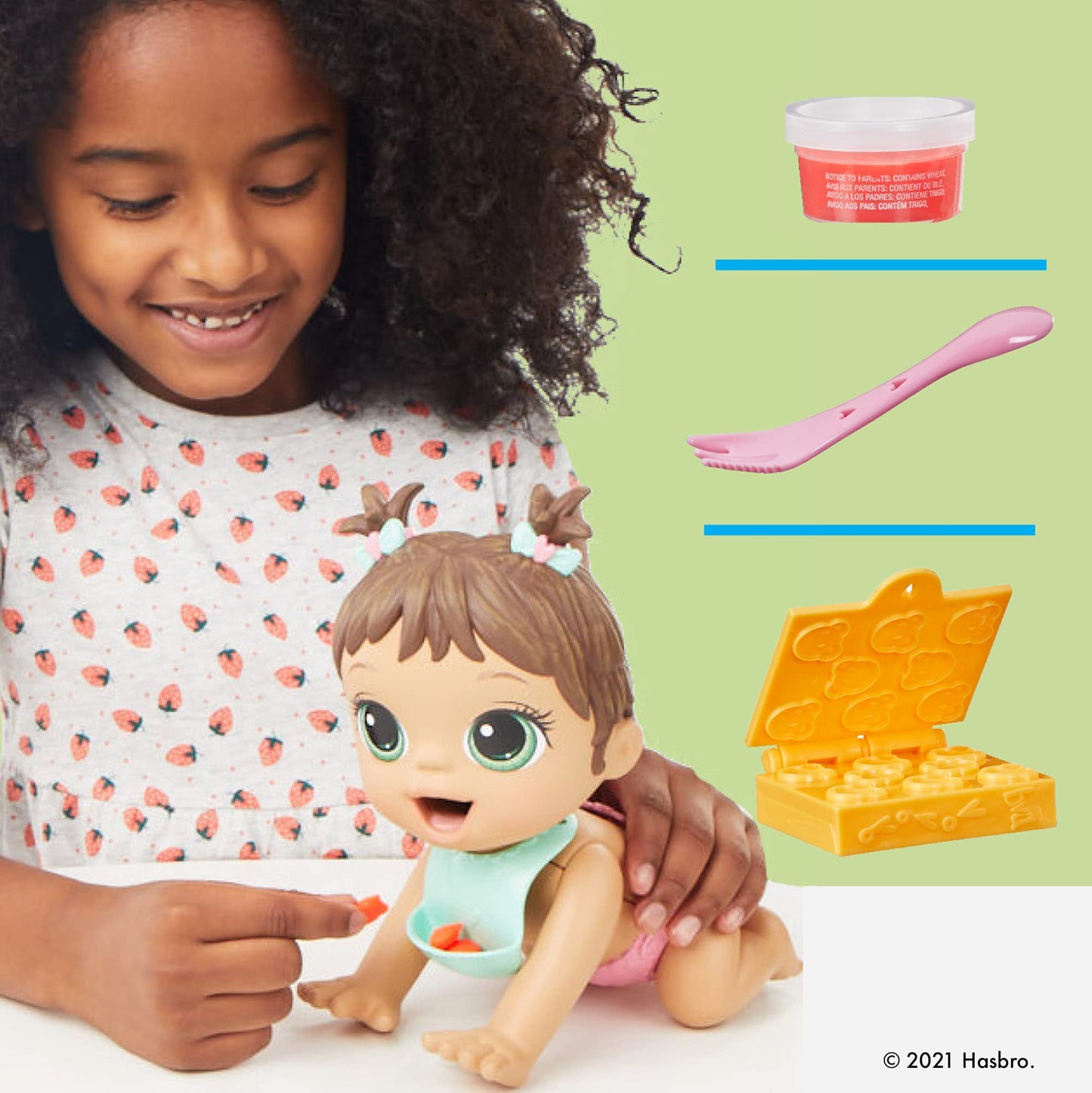 Baby Alive Lil Snacks Doll, Eats And Poops, Snack-Themed 8-Inch Baby Doll, Snack Box Mold, Toy For Kids Ages 3 And Up, Brown Hai