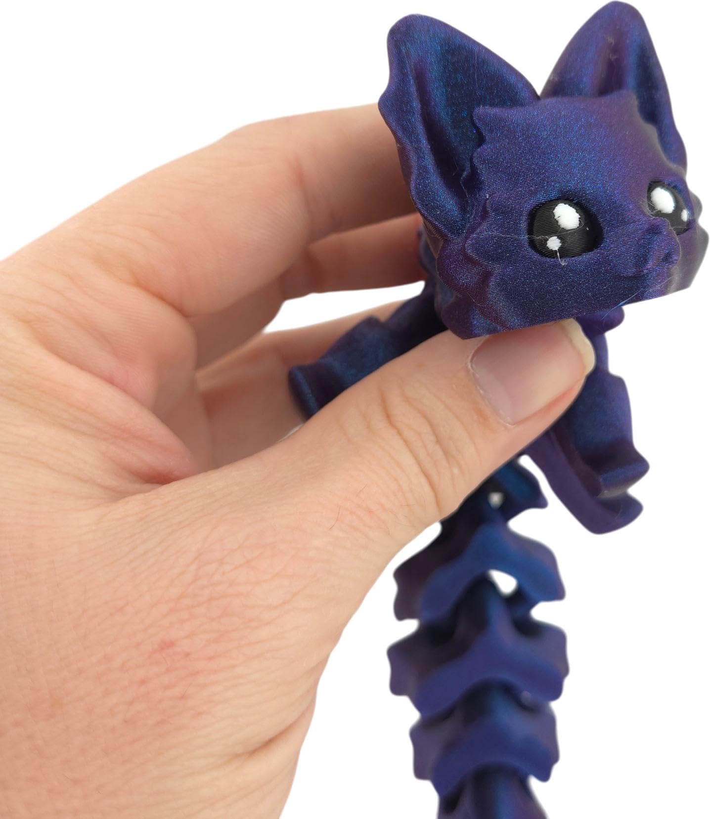 Cute Fox Desk Buddy, Articulated 3D Printed Fidget, 7.5 Inches, Authorized Seller (Nebula Purple)