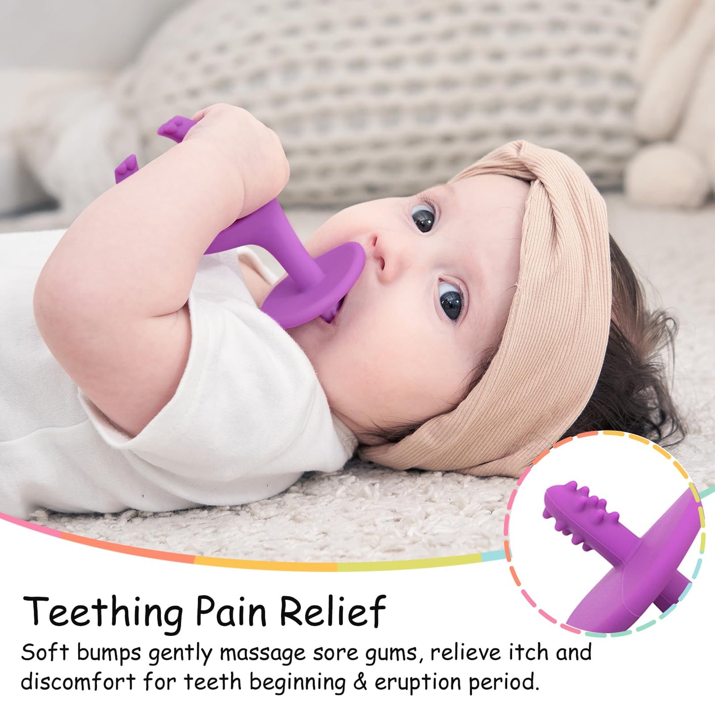 Mombella Baby Teething Toys For Babies 3 6 12 Months With Attachment To Clip On, Soft Silicone Teether Toys, 2 In 1 Elephant Tee