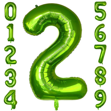 Paticool 40 Inch Green Number Balloon 2, Large Number Foil Balloons Mylar For Girl Boy Birthday Party Celebration Decorations Su