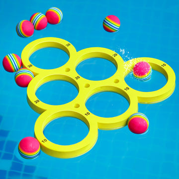 Hiboom Pool Game with Score  Combo Foam Pool Floats with 10 Colorful Tossing Balls  Toss Game Swimming Party Toys Accessories for Family Par  Dive Rings(Triangle)