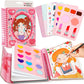 MaJolies Doll Sketchbook with Makeup Kit, Stickers, Watercolors | Travel Toys | Birthday Gift for Kids| DIY Art and Craft Kit fo