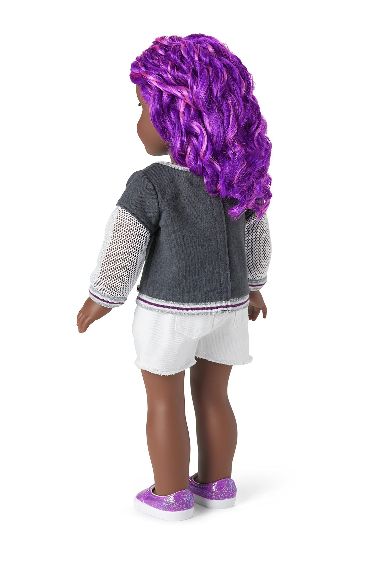 American Girl Truly Me 18-Inch Doll #91 With Gray Eyes, Purple Hair, And Very Deep Skin In Graffiti Outfit, For Ages 6+