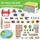 Tiny Land 110pcs Wooden Train Set with Folding Storage Box, Wooden Train Track Toy for Boys & Girls, Age 3-7, Includes Convenien