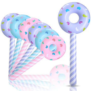 Civaner 6 Pcs Candyland Birthday Party Decoration Donut 33 Inch Lollipop Stick Inflatable Large Candy Float Donut Shape Balloon 