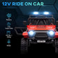 Qaba 12V Ride On Truck, Battery Powered Kids Electric Car With Parent Remote, 4 Suspension Wheels, 3 Mph Max Speed, Music, Horn