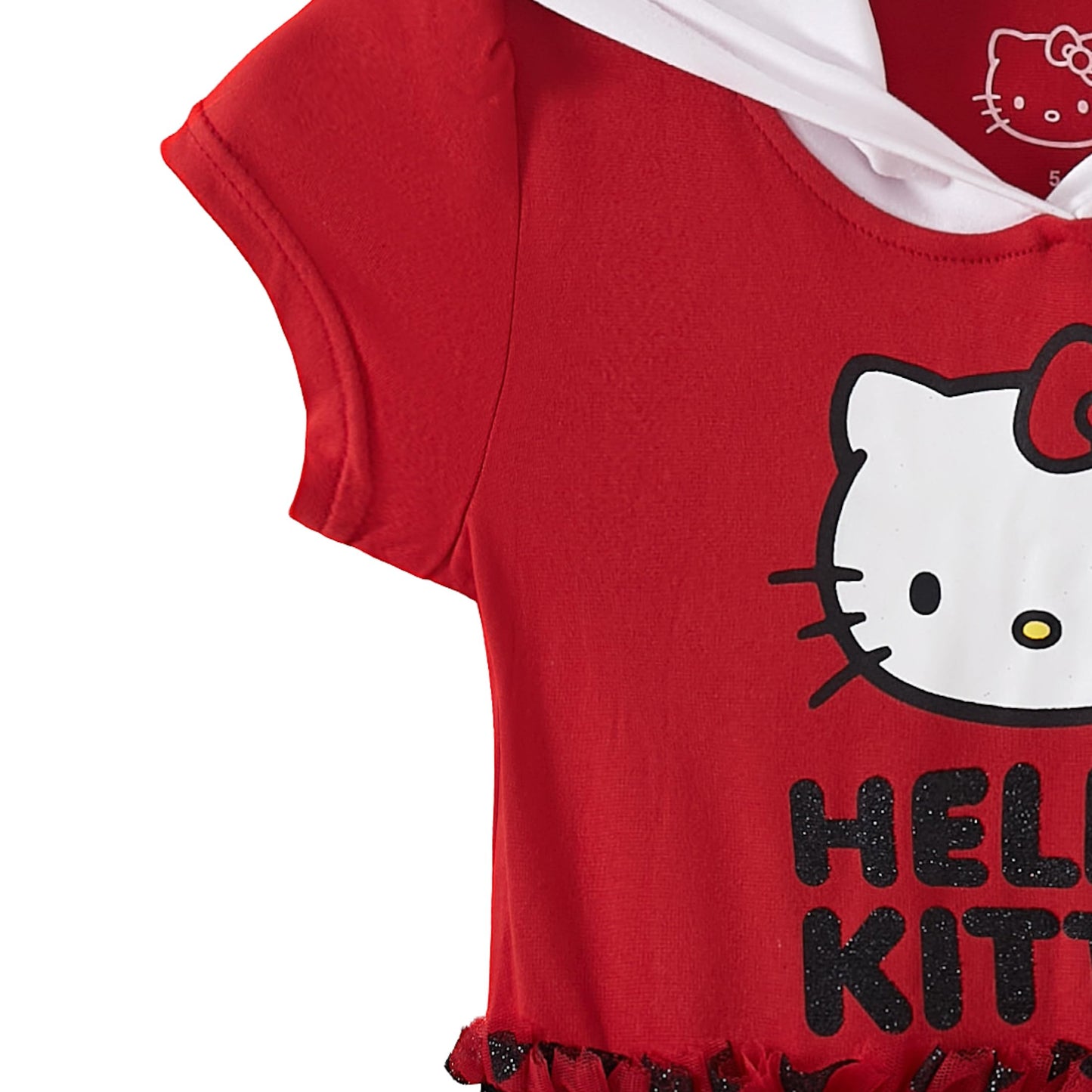 Hello Kitty Sanrio Girls Cosplay Hooded Tulle Dress for Toddler and Big Kids Red/White