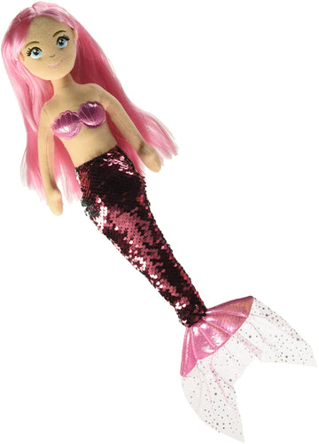 Aurora® Enchanting Sea Sparkles™ Sequin Sparkles™ Ava Stuffed Doll - Imaginative Play - Magical Companions - Pink 18 Inches