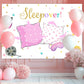 Mocsicka Sleepover Party Backdrop - Pink 5x3ft Polyester Banner for Pajama and Pillow Fight Decorations