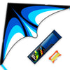 SGftre Blue Delta Kite Easy to Fly Beach Trip Outdoor Games Single Line String with Tail Easy Flying Colorful Life 3D Delta Huge Kite for Kid and mature-themed
