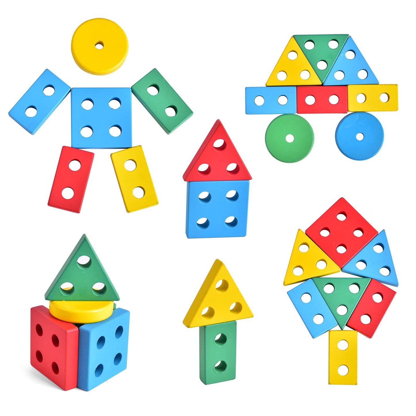 Fun Little Toys Stacking Train, Shape Sorter Wooden Toys(23 Pcs), Sorting & Stacking Toys For Toddler 3, Montessori Toys For 3 Year Old Boy Girl Gifts, Kids Wooden Train Toy