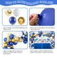 112Pcs Royal Blue Gold White Balloon Arch Garland Kit, Navy Blue And Gold Balloon Arch Kit With Confetti Metallic Chrome Balloon