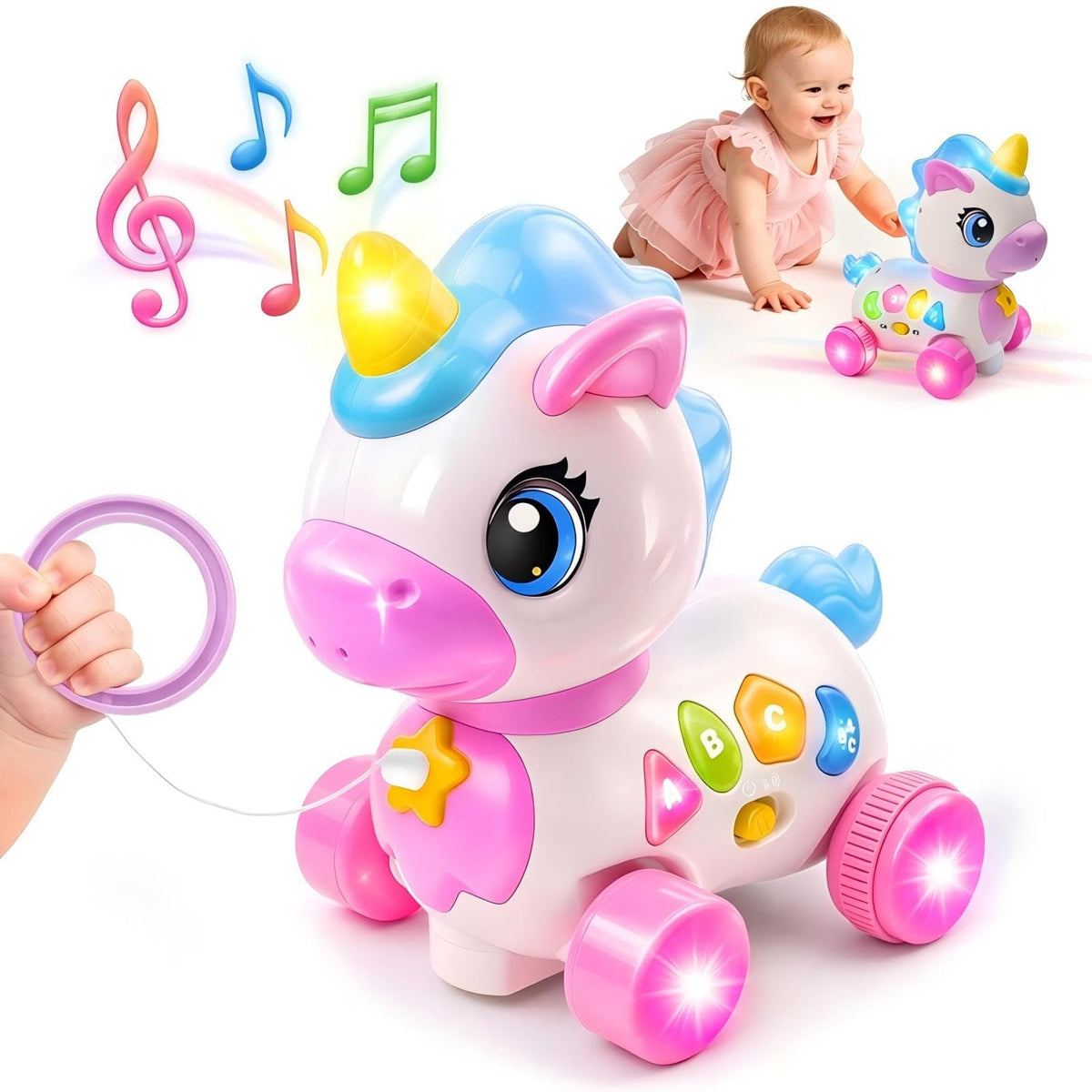 OKREVIEW Musical Walking Unicorn Toy,Sensory Learning Baby Toys 612 Months