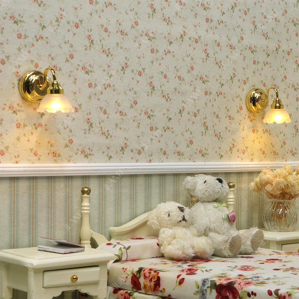 Iland Originality Dollhouse Wallpaper 39 * 15.7 Inch, Dollhouse Accessories On 1:12 Scale Or 1:6 Scale (Striped Green-Yellow)