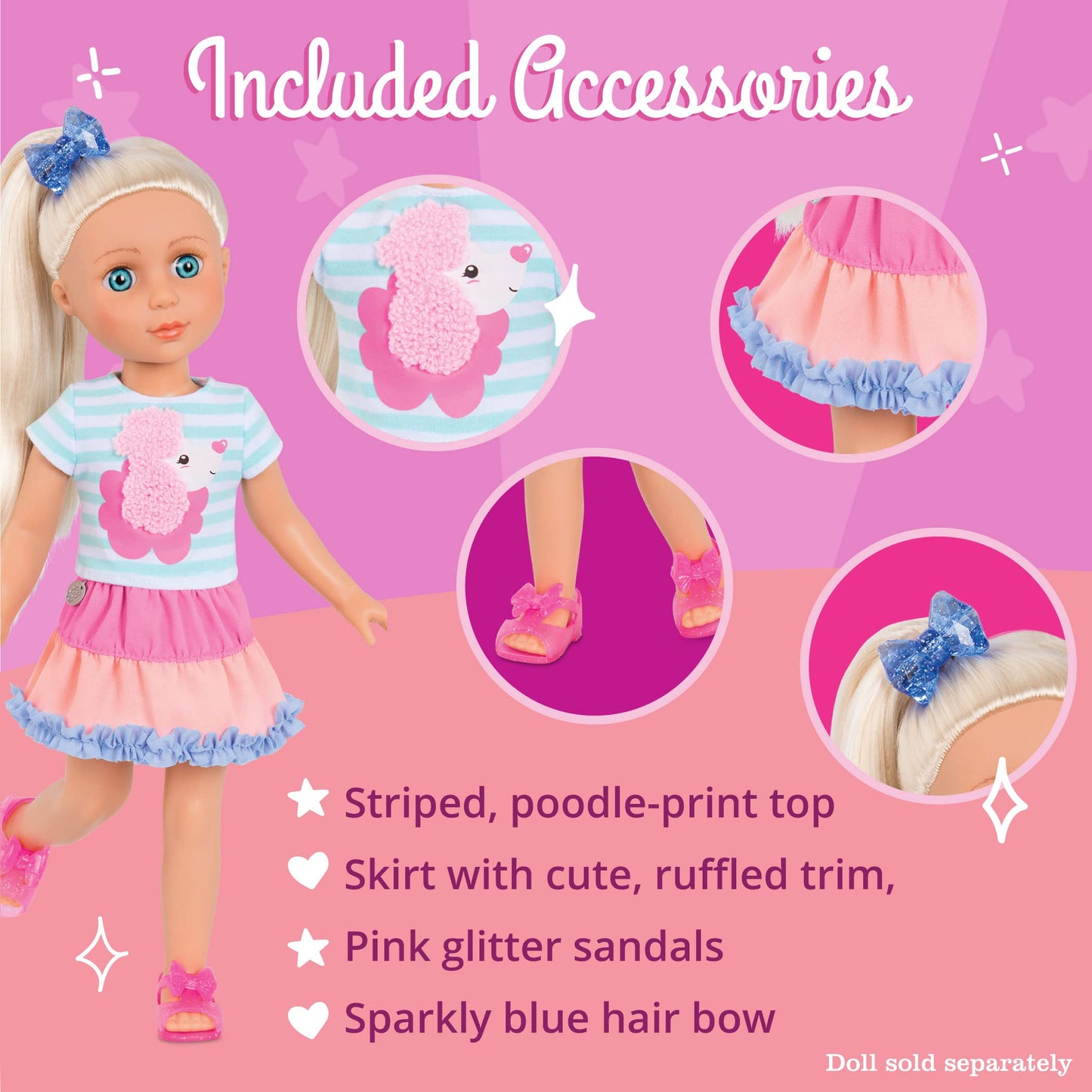 Glitter Girls Poodle Cuddles Fashion Outfit – 14" Doll Clothes, Brown, Accessories for Kids Ages 3+ (Model GG50134Z)