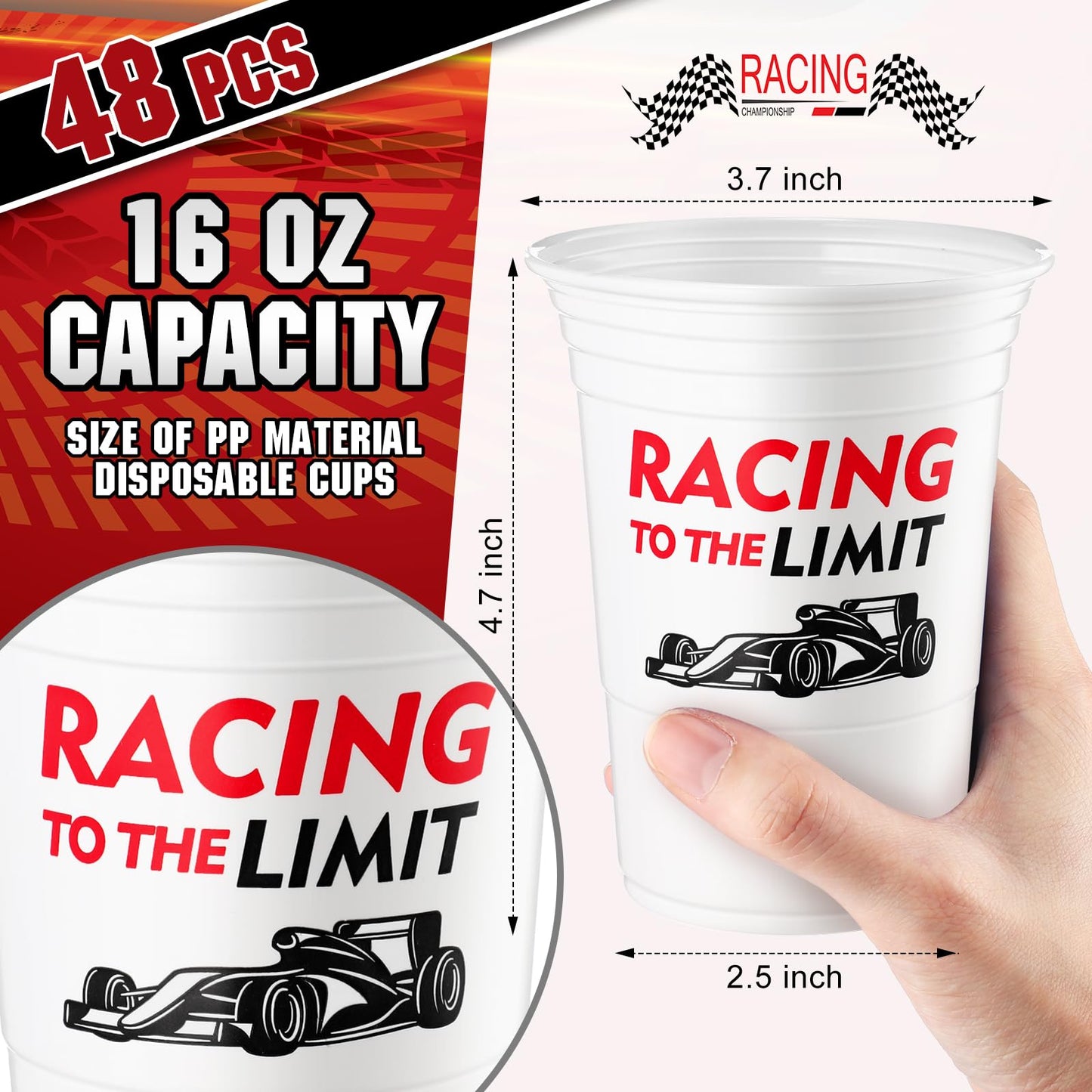 Norme 48 Pcs Checkered Flag Party Supplies Bulk 16 Oz Race Car Cups Red Checkered Flag Thick Plastic Cup For Race Car Birthday Party Checkered Racing Party Sports Themed Birthday Party