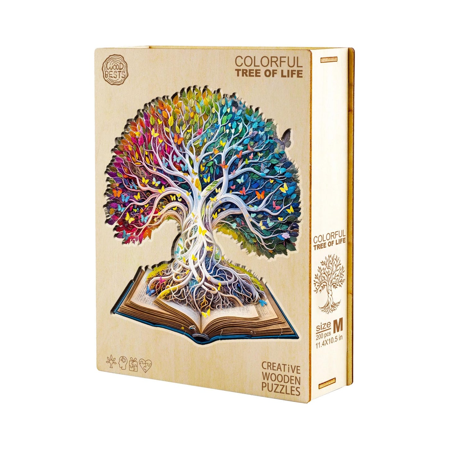 Jigfoxy Wooden Puzzle for mature-themeds  Tree in The Book Jigsaw Puzzles for mature-themed  Unique Animal Shape Wood Cut Puzzles  Christmas Thanksgiving Gifts for Friends Family (S-8.5 * 7.8in-100pcs)