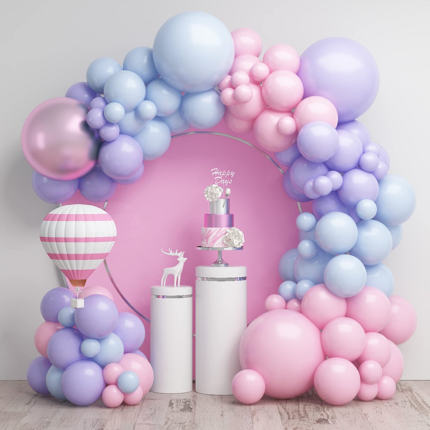 Pink Blue Balloon Garland Kit, Pink Blue Balloon Arch With Macaron Purple, Pink And Blue Party Balloons, Pink Blue Purple Balloo