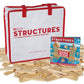 MindWare KEVA Structures 400 Plank Wooden Building Blocks Set - Includes 400 Pine KEVA Planks  Canvas Storage Bag and Full-Color Idea Book