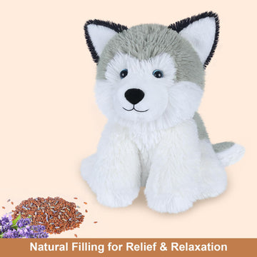 Suzzipals Warmable Husky Stuffed Animal, Microwavable Heating Pads, Cuddly Husky Plushies With Lavender Scent, Dog Plush Toys Fo