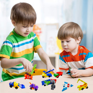 SCKTYZS Morphing Robot Construction Toy Cars Mini Pull Back Vehicles Set of 16 Action Figure Party Supplies Birthday Favors Deco