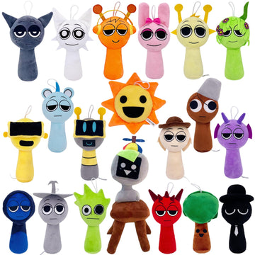 Fonaxere 2024 Sprunki Plush Toys, 8'' Sprunky Wenda Oren Simon Gray Stuffed Toys Dolls Gifts For Birthday Christmas (20 Pcs Set)