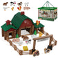 Wondertoys 164 Pcs Wooden Log Set Ranch Real Wood Logs Classic Building Log Ages 3+ Best Retro Farm Building Gift Set Creative C