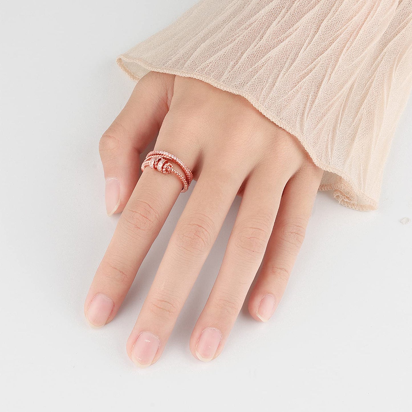 Long Tiantian Daughter Gifts From Mom To My Daughter Fidget Ring Gift From Mom Anxiety Relief Worry Rings Spinner Rings For Daughter Gifts(Rose Gold)
