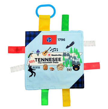 Baby Jack & Co 8X8” Learning Lovey Tag Toys For Babies - Baby Crinkle Toys - Crinkle Toys For Baby - Soft & Safe - Learn Usa State Facts - Ideal Baby Toy Bpa Free W/Stroller Clip (Tennesee_8X8)