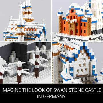 Vziimo Germany Swan Stone Castle Micro Building Blocks Set, Famous World Architecture Model Creative Collection Building Toys For Adults And Kids 14+ (2800? Pieces)