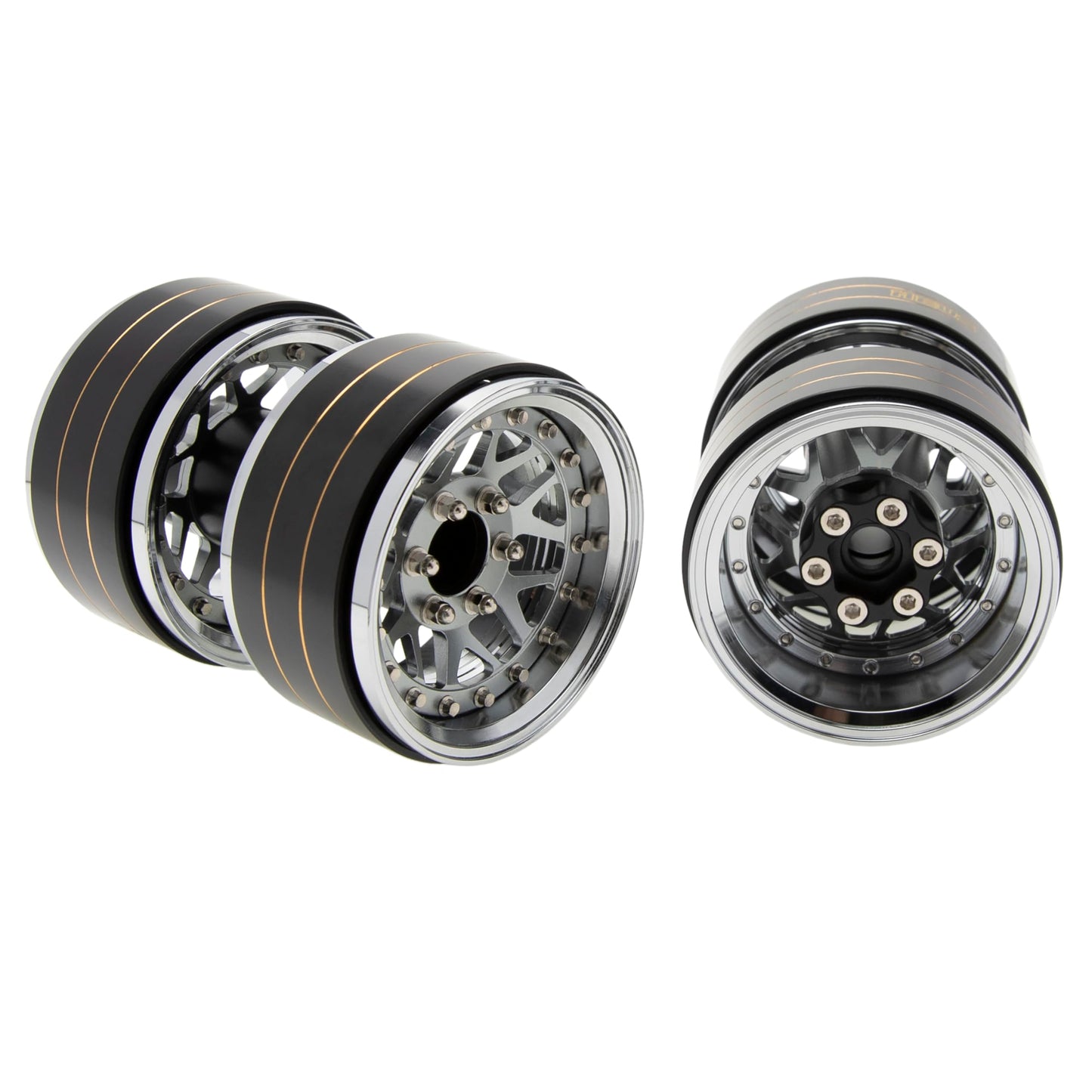 Meus Racing 1.9'' Beadlock Wheels Rims, 120.5G Brass & Aluminum Deep-Dish Wheels For 1/10 Rc Crawler Scx10 Trx4 Vs4-10 Gen8 (A-T