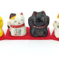 Yakushigama Mini Maneki Neko Set - 6 Antique Black Porcelain Cat Figurines