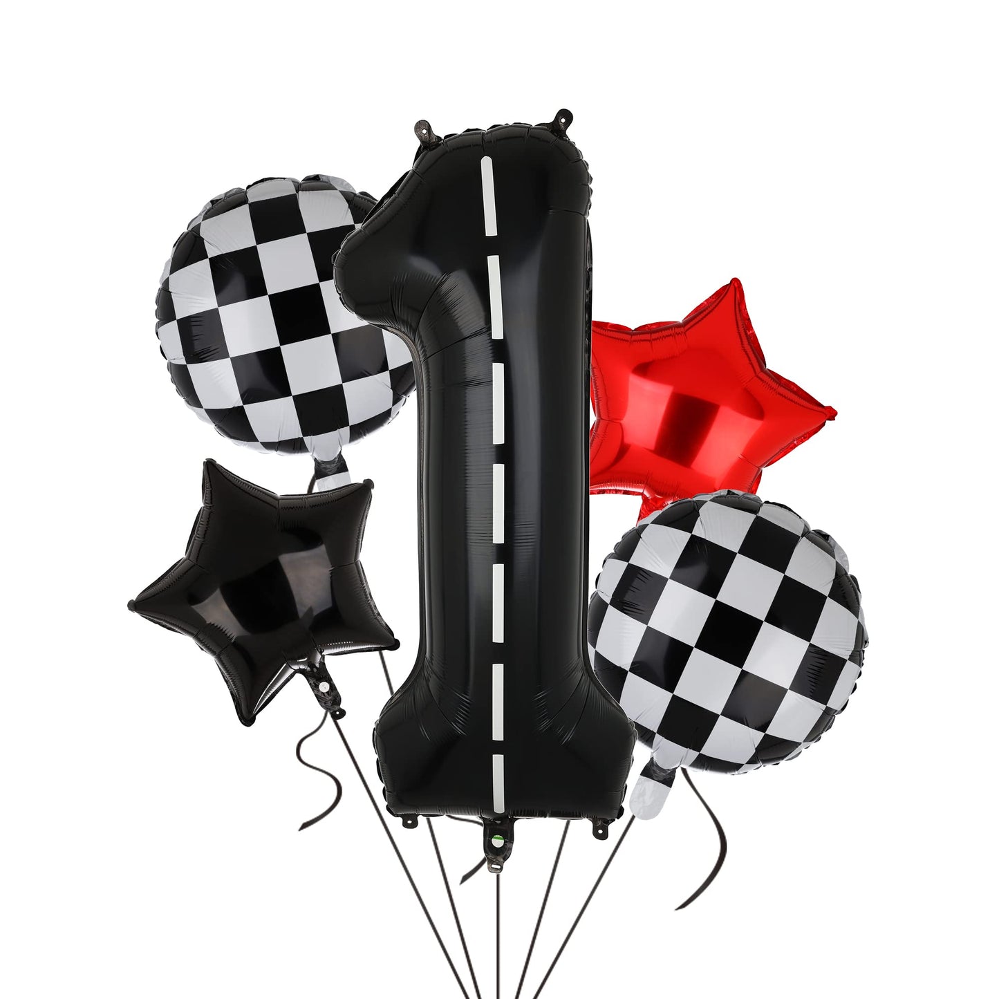 Race Car Birthday Balloons 40 Inch Racetrack Number Balloon 1 Black Baby Shower Boys 1St Birthday Race Car Theme Party Decor Sup