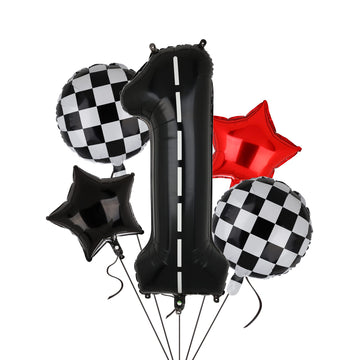 Race Car Birthday Balloons 40 Inch Racetrack Number Balloon 1 Black Baby Shower Boys 1St Birthday Race Car Theme Party Decor Sup