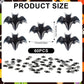 60pcs Halloween Mini Bats  Smooth Washable Resin Halloween Dollhouse Miniatures Dollhouse Miniature Tiny Bats Spooky Themed Cartoon Flat Back Bats for Crafts Scrapbooking (Black)