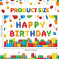 Panelee Building Block Birthday Banner Building Blocks Party Backdrop Building Blocks Birthday Party Decoration Happy Birthday B