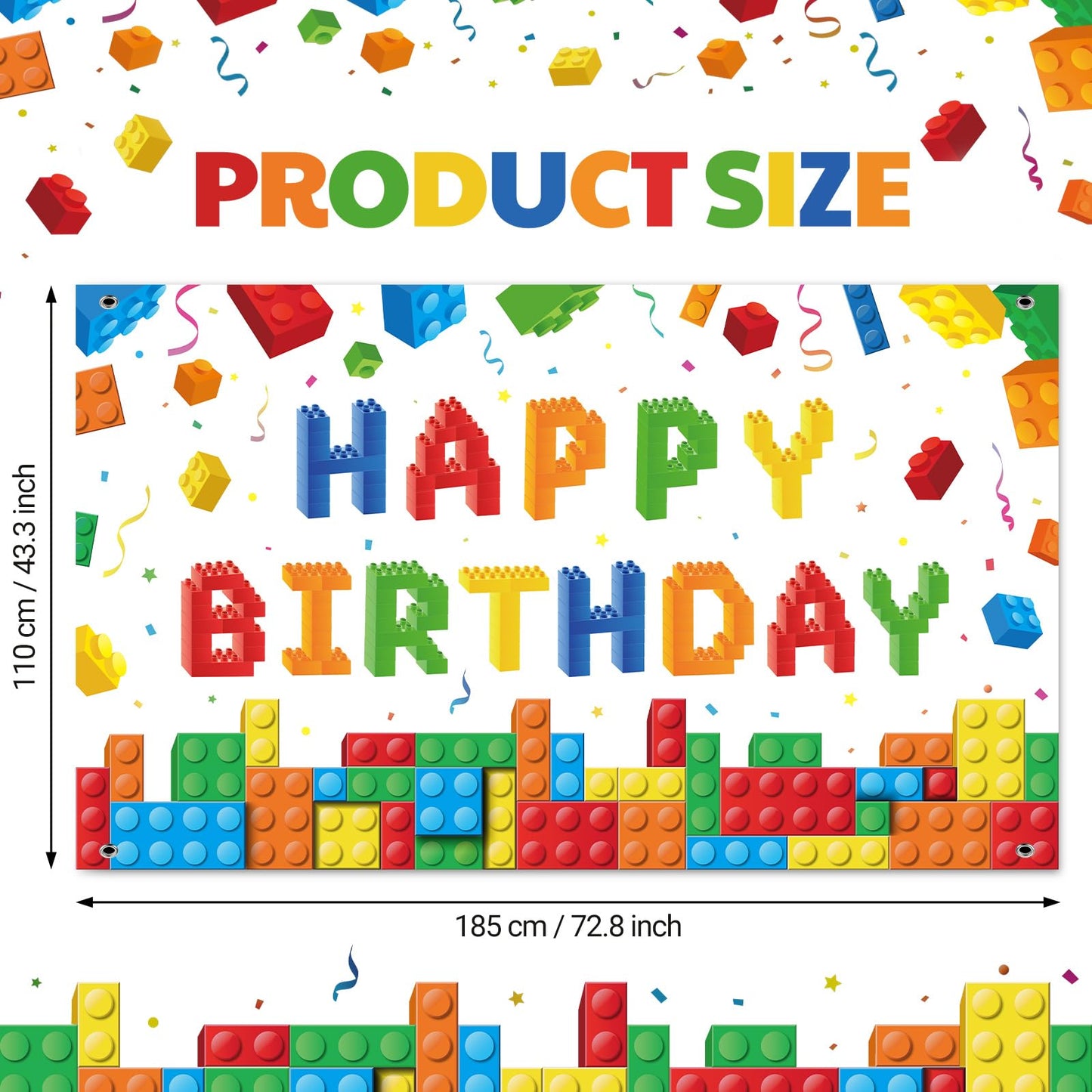 Panelee Building Block Birthday Banner Building Blocks Party Backdrop Building Blocks Birthday Party Decoration Happy Birthday B
