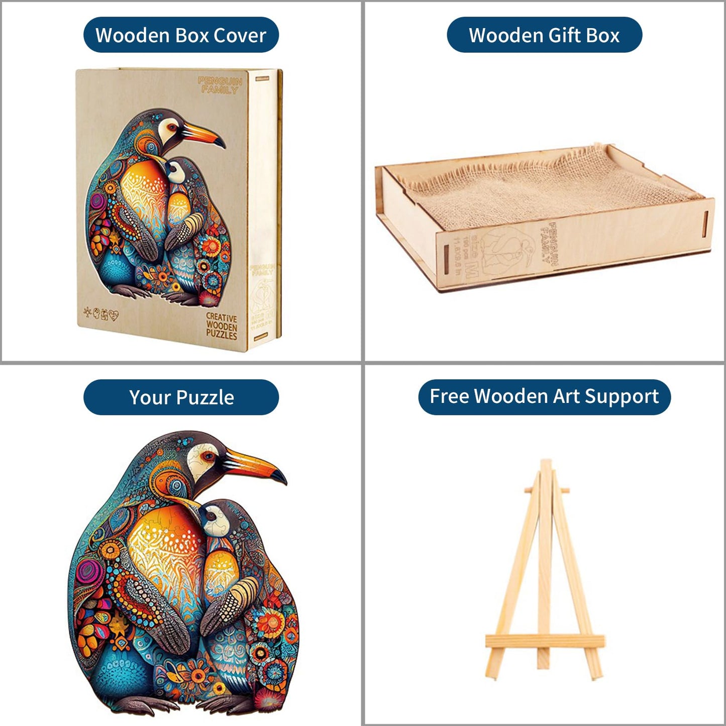Kaayee Wooden Jigsaw Puzzles-Wooden Puzzle Adult Unique Shape Advanced Penguin Wooden Jigsaw Puzzle For Adult, Family Puzzles 15