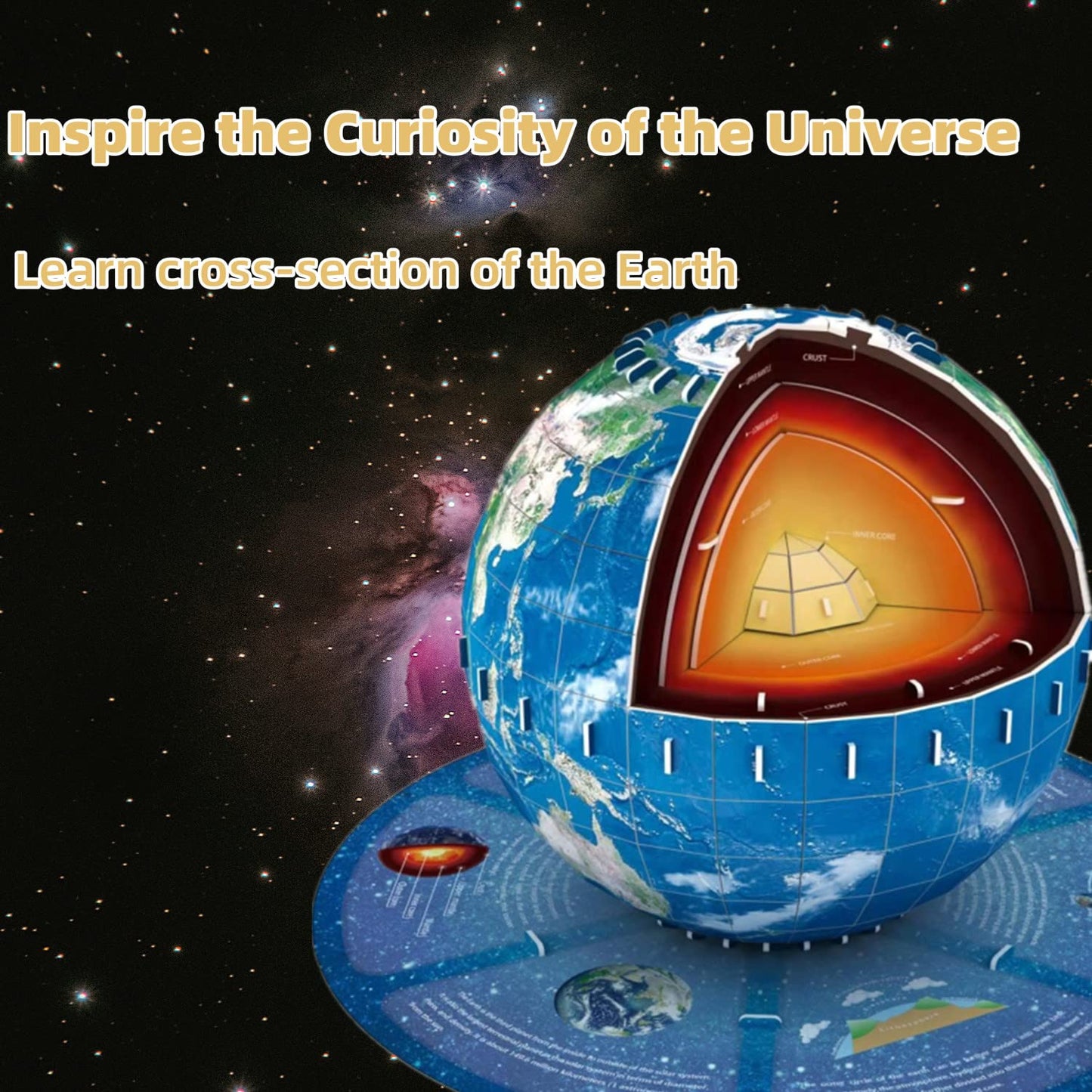 Educational 3D Earth Globe Puzzle Kit For Kids 8-14, Geography Learning Toy, 50-Piece Diy Jigsaw World Map Model - Birthday Gift